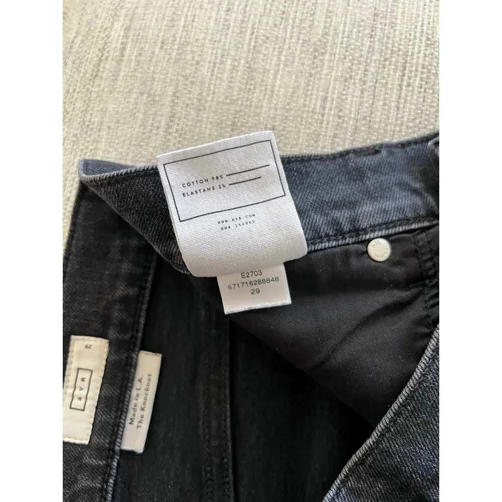 AYR The Knockout Barrel Leg Jean 29 Black Film Noir Denim Women's Jeans - Picture 6 of 8
